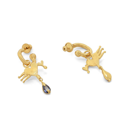 Blue cubic zirconia heart earrings by Ruby Jack